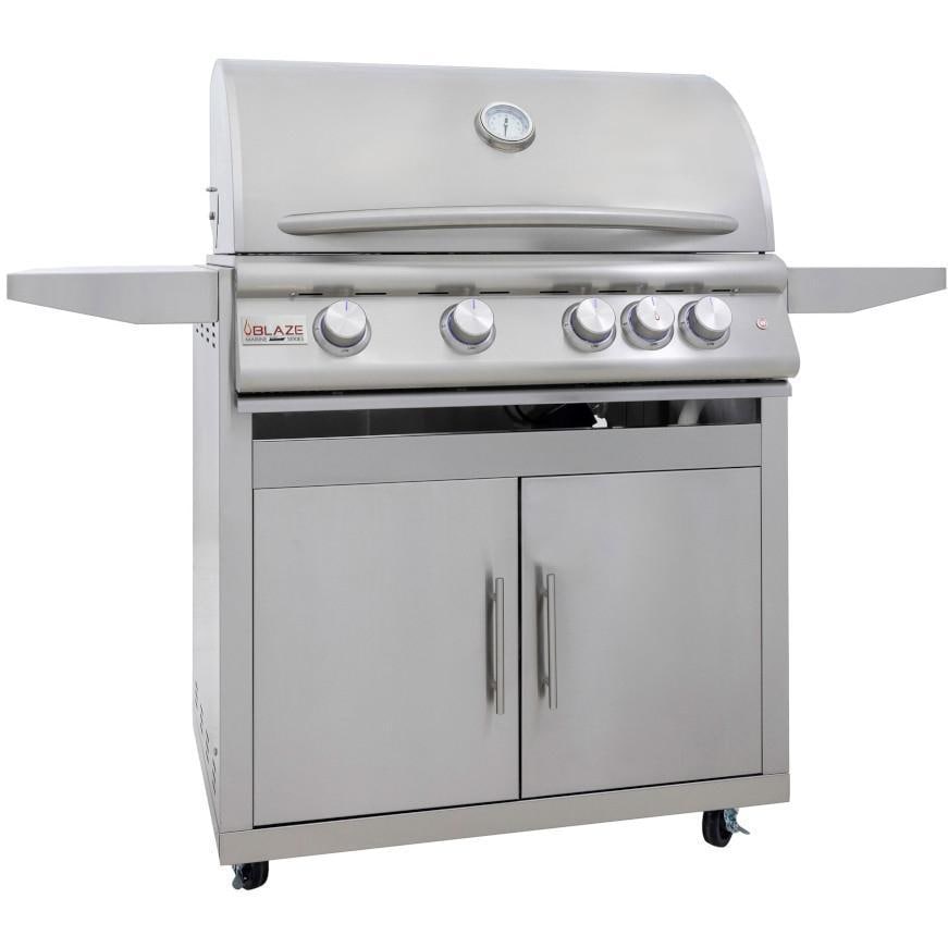 Blaze LTE+ Marine Grade 32-Inch 4-Burner Freestanding Gas Grill with Rear Infrared Burner & Grill Lights