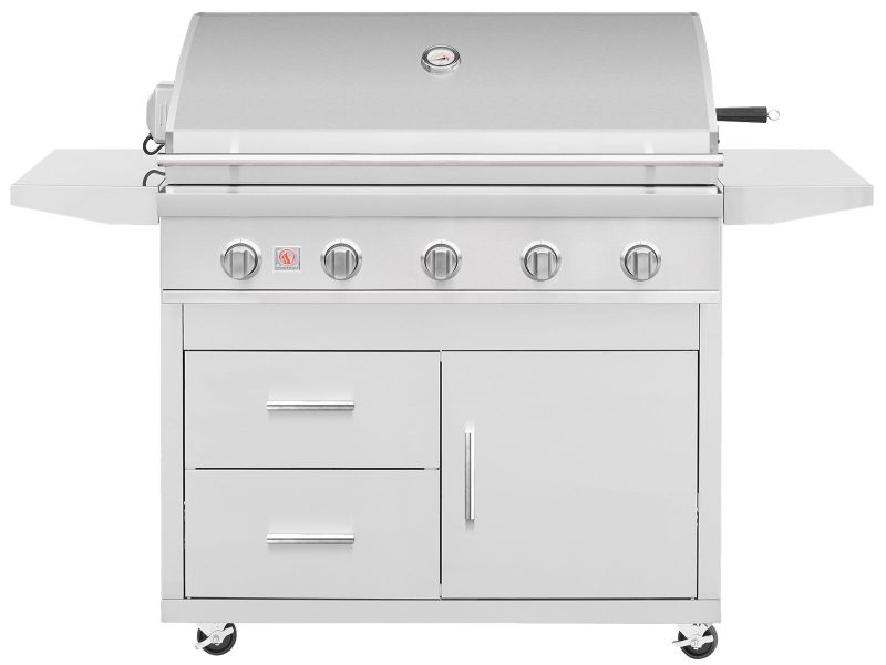 Summerset Sizzler 40-Inch 5-Burner Freestanding Gas Grill On Deluxe Cart