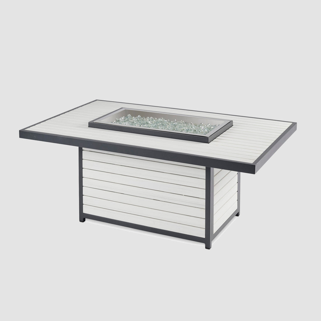Kenwood and Brooks Rectangular Chat Height Gas Fire Pit Table
