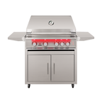 TrueFlame 32-Inch 4-Burner Freestanding Gas Grill with Rear Infrared Burner and Grill Lights