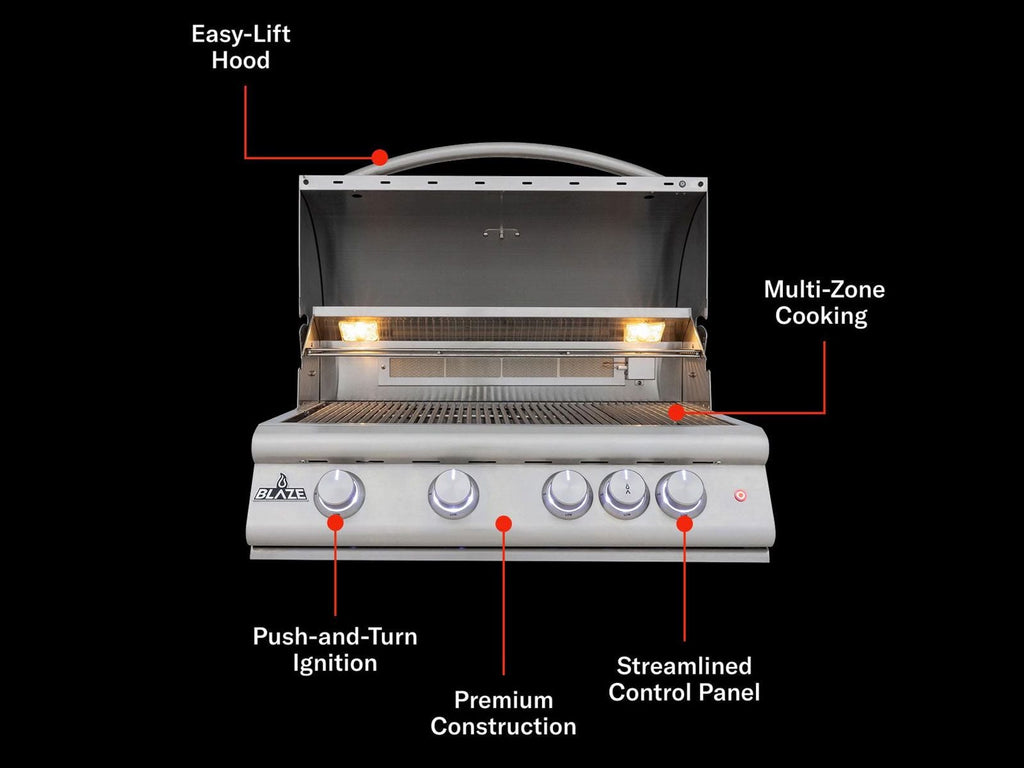 Blaze LTE+ 32-Inch 4-Burner Freestanding Gas Grill with Lift-Assist Hood & Rear Infrared Burner