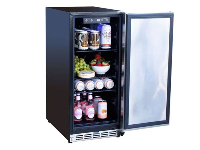 TrueFlame 15-Inch 3.2 Cu. Ft. Outdoor Rated Fridge with Stainless Door