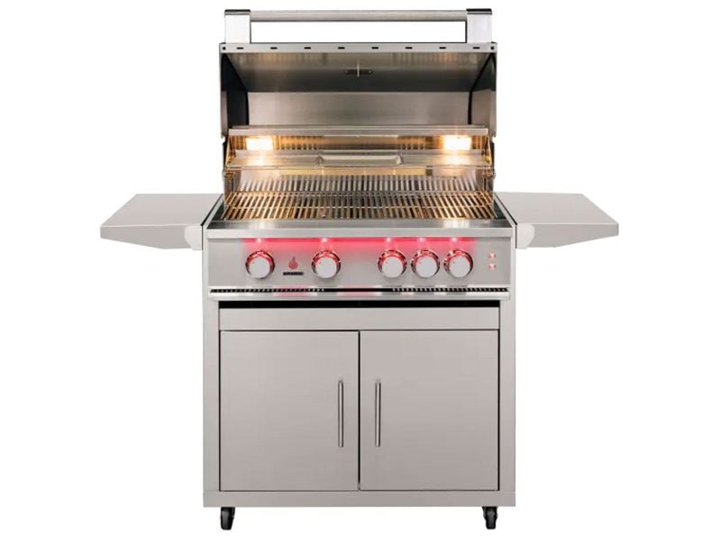 TrueFlame 32-Inch 4-Burner Freestanding Gas Grill with Rear Infrared Burner and Grill Lights